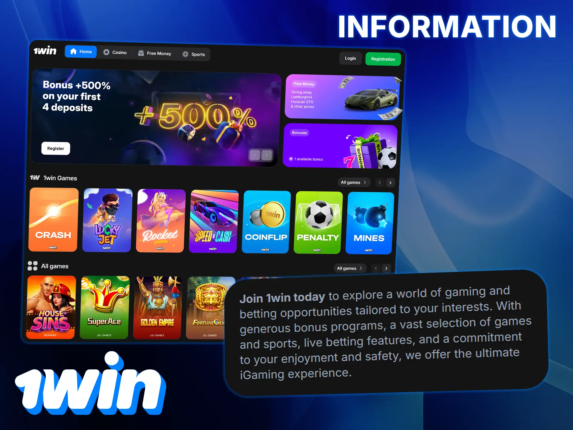 1Win is a secure, licensed platform that offers a wide range of sports and casino games.