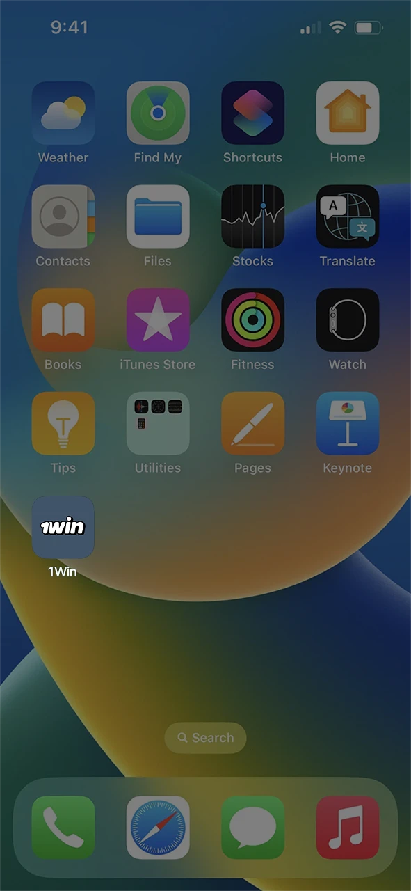 Complete the installation of the 1Win app for iOS.