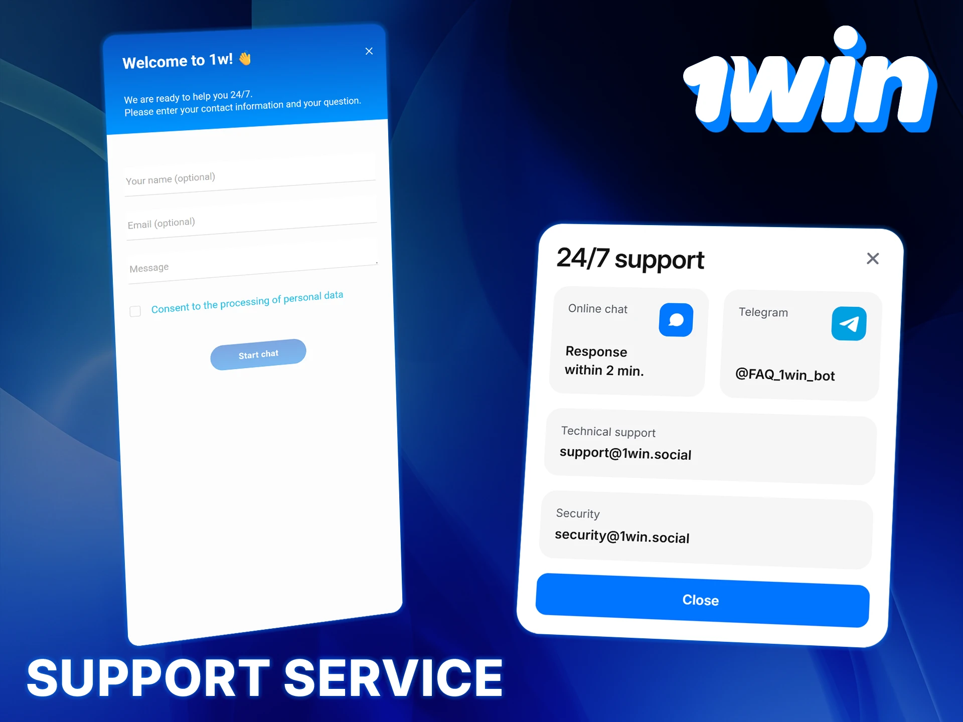 1Win app offers round-the-clock support via live chat or email.