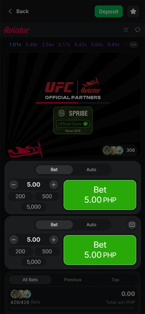 Place your bet in the Aviator game on 1Win.