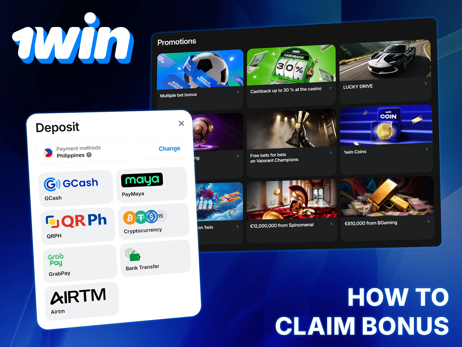 Claim your bonuses by creating and funding your 1Win account.