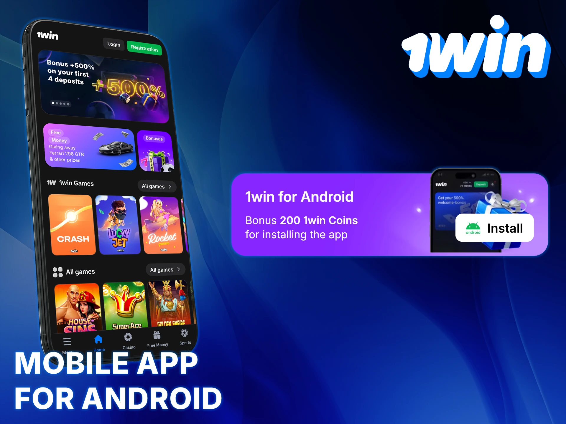 Learn how to install the 1Win app on your Android device.