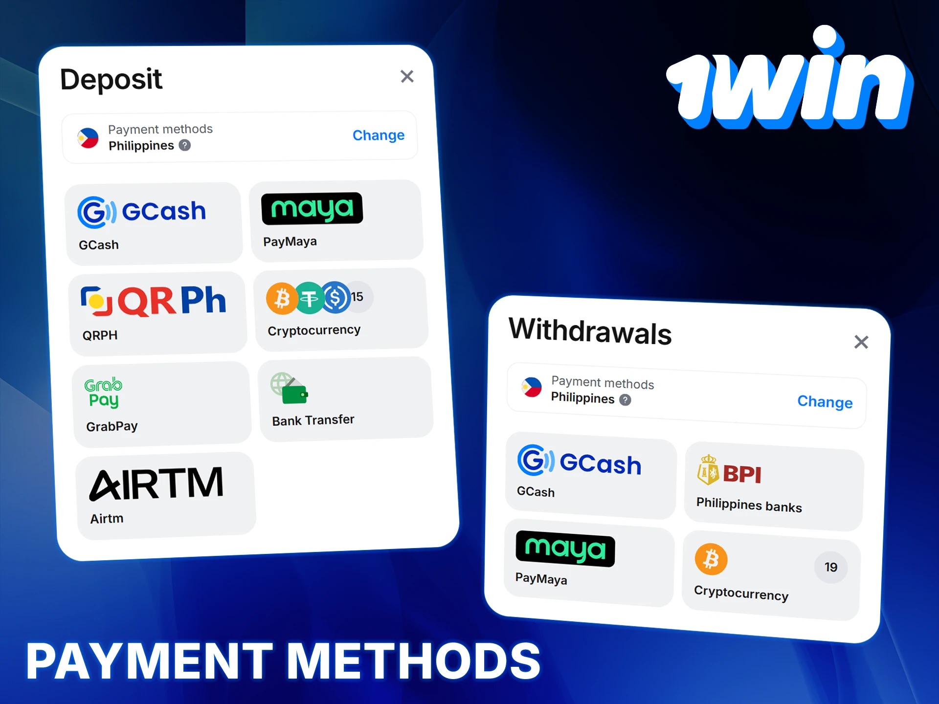 1Win offers fast and secure payment methods.