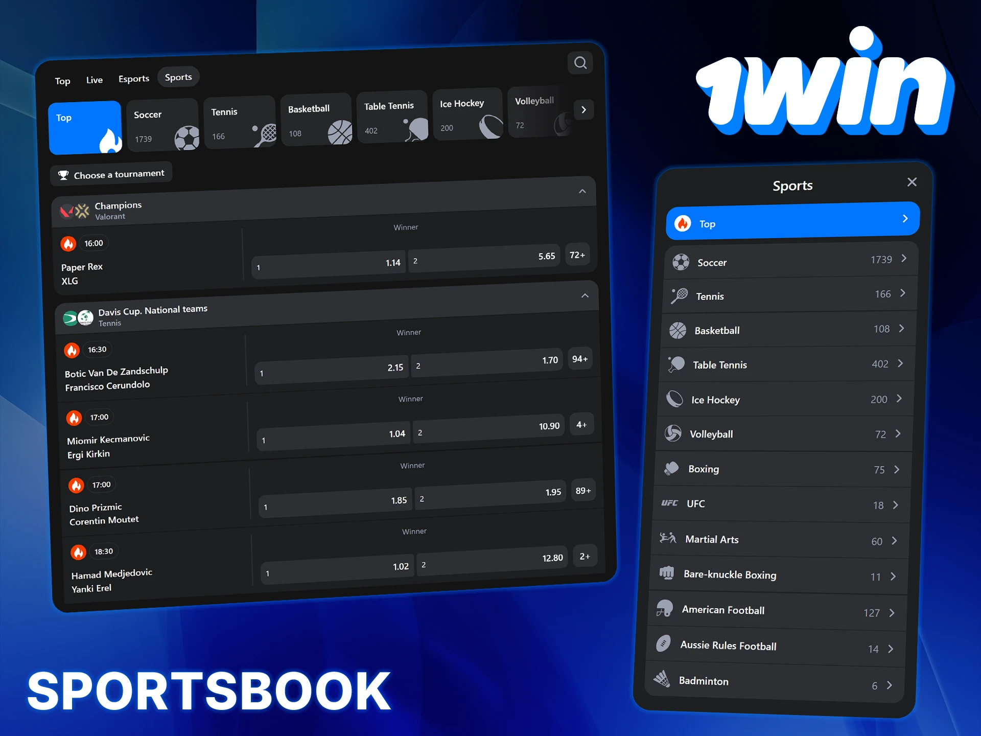 Place your bets on popular sporting events at 1Win.
