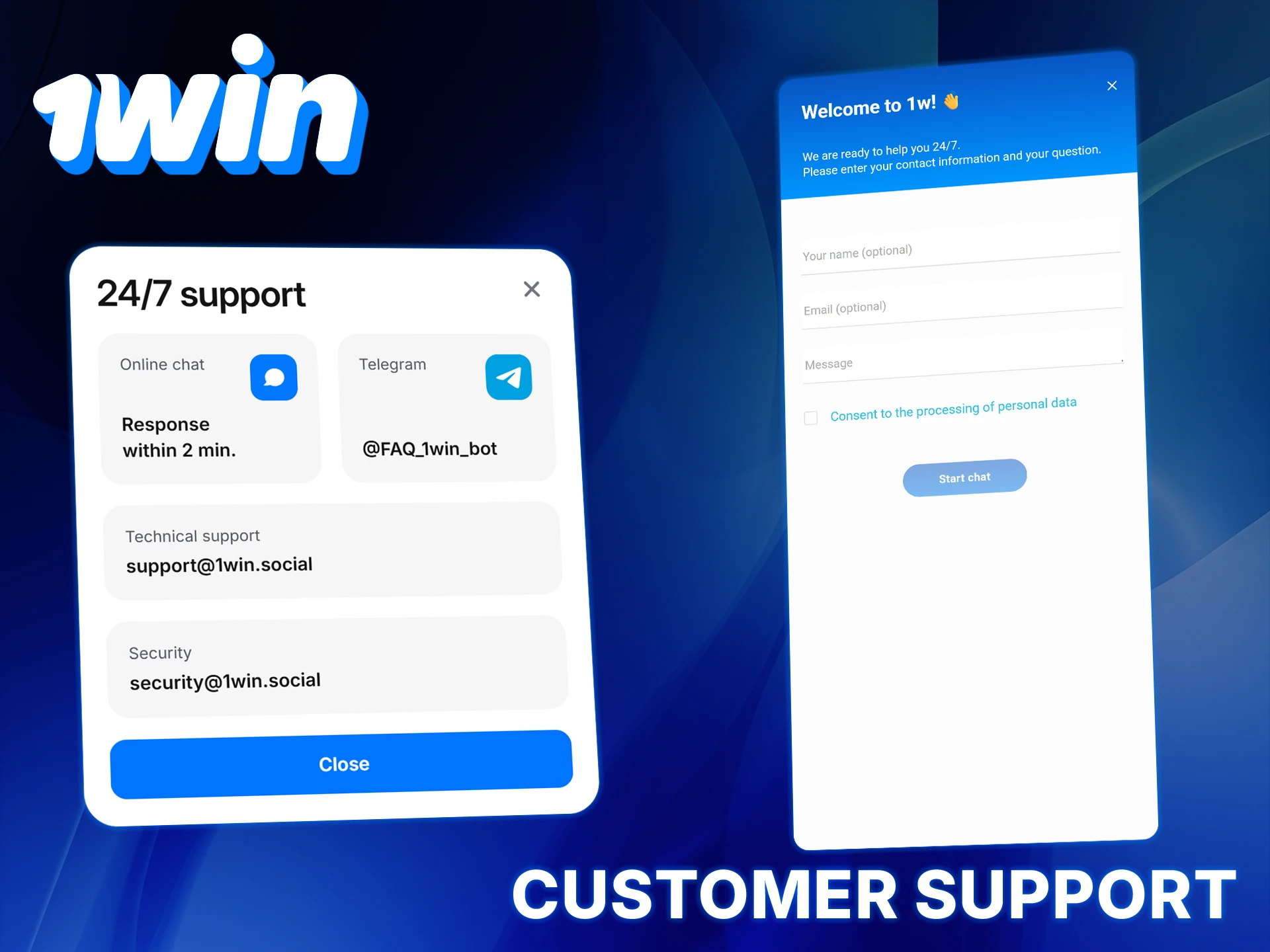Contact 1Win customer support for registration and log in issues.