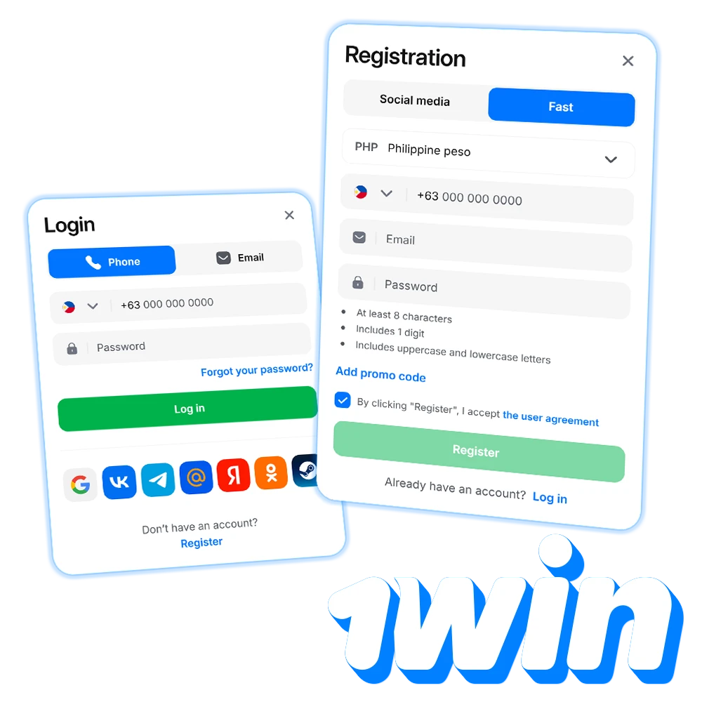 Register your 1Win account to start betting.
