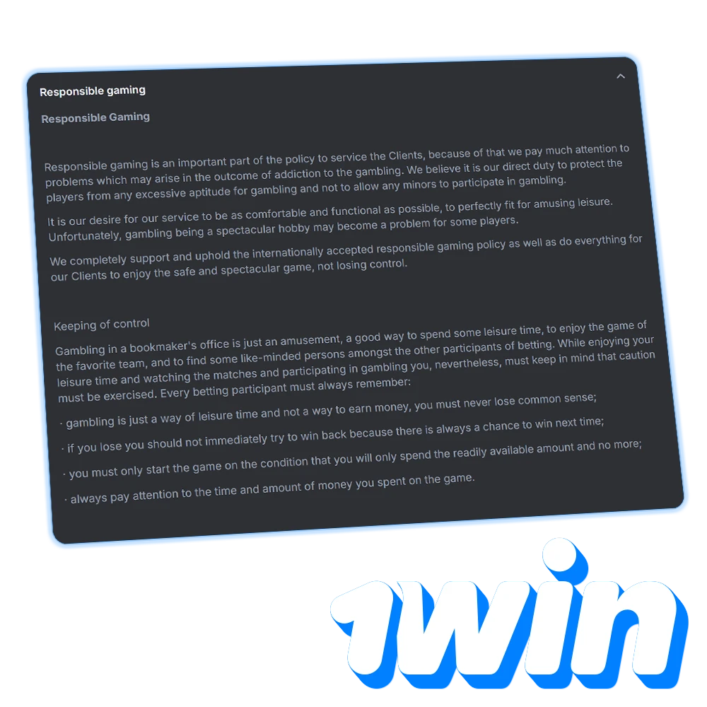 1Win is dedicated to providing a responsible and secure gambling environment.