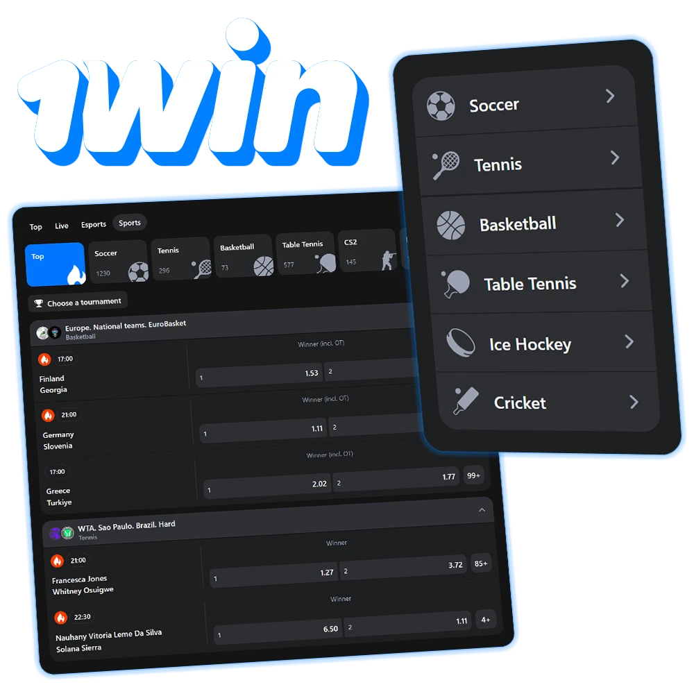 Place your bets on a variety of daily sports events at 1Win.