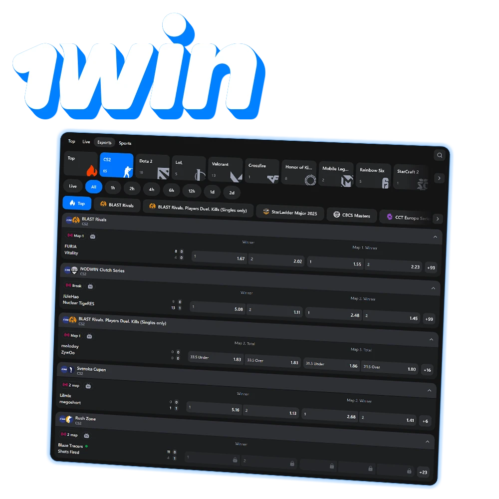 Place your bets on daily Counter-Strike 2 eSports matches at 1win.