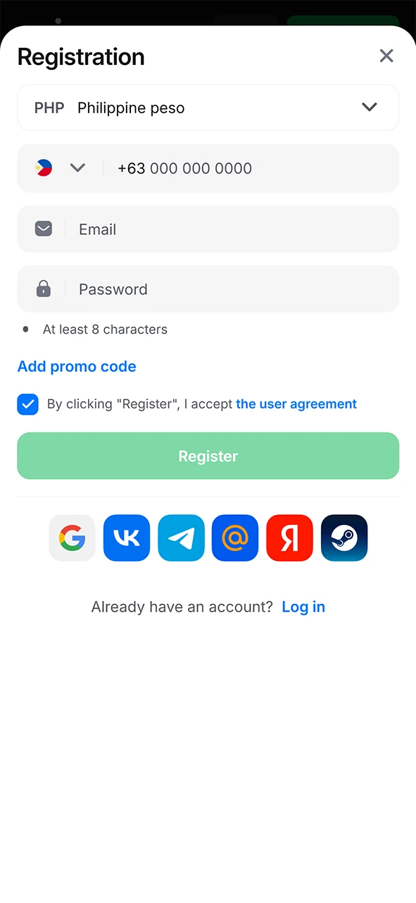 Start creating a 1win account to play JetX.
