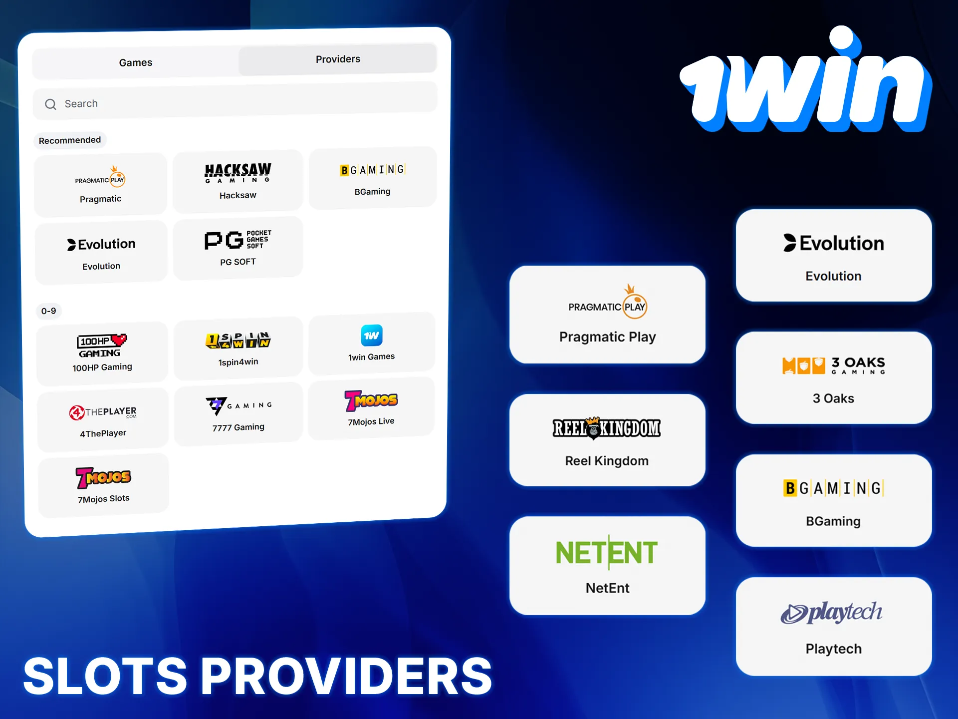 1win only offers slots from world-renowned and reliable providers.