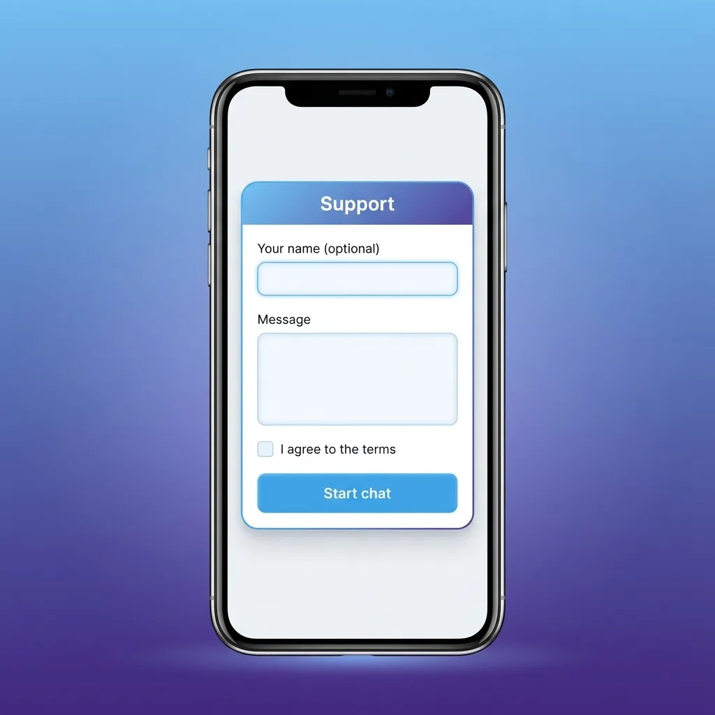 Smartphone screen showing 1win mobile support options: live chat, email, contact form, and help center FAQs.