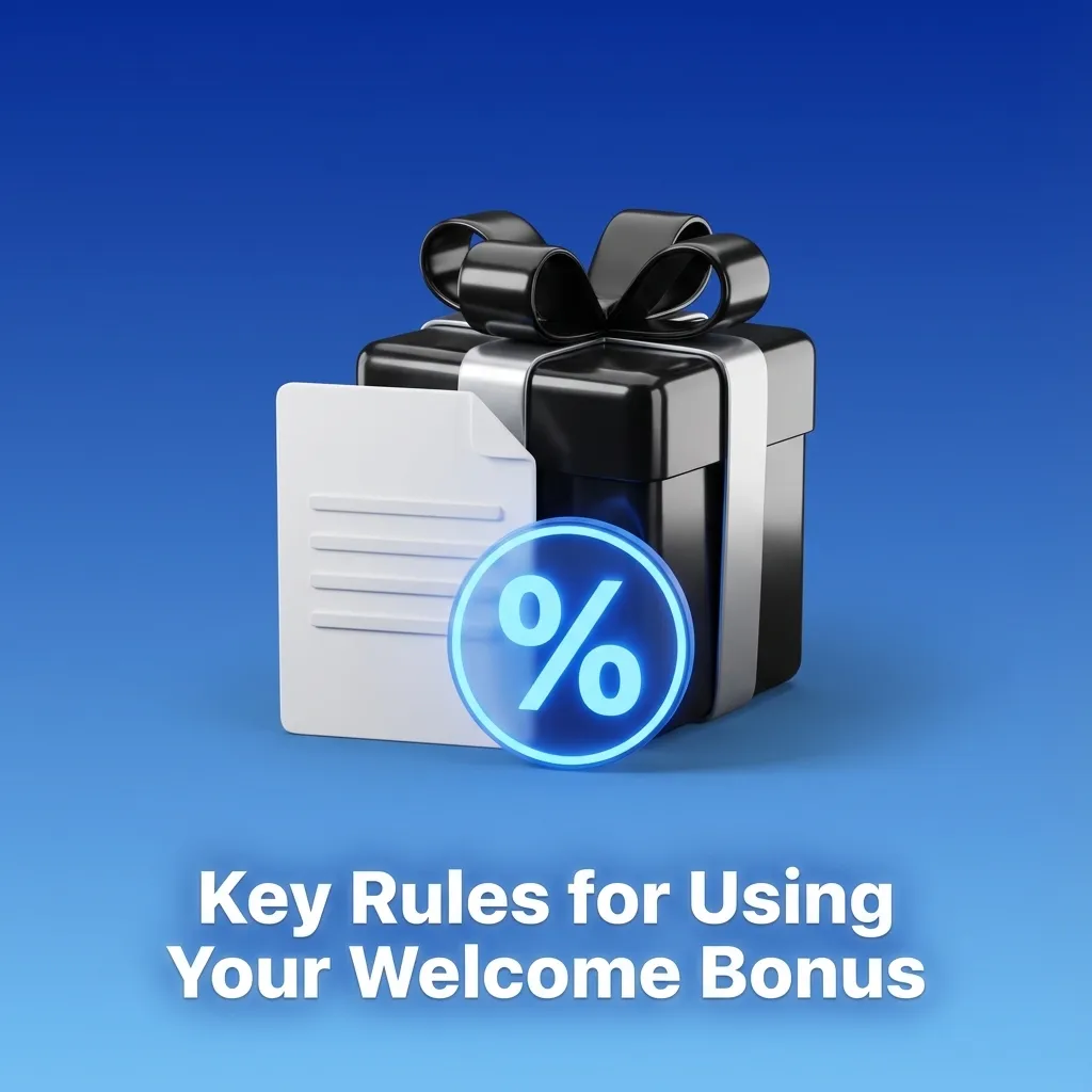 Infographic titled “Key Rules for Using Your Welcome Bonus” listing common 1win bonus terms and wagering requirements.