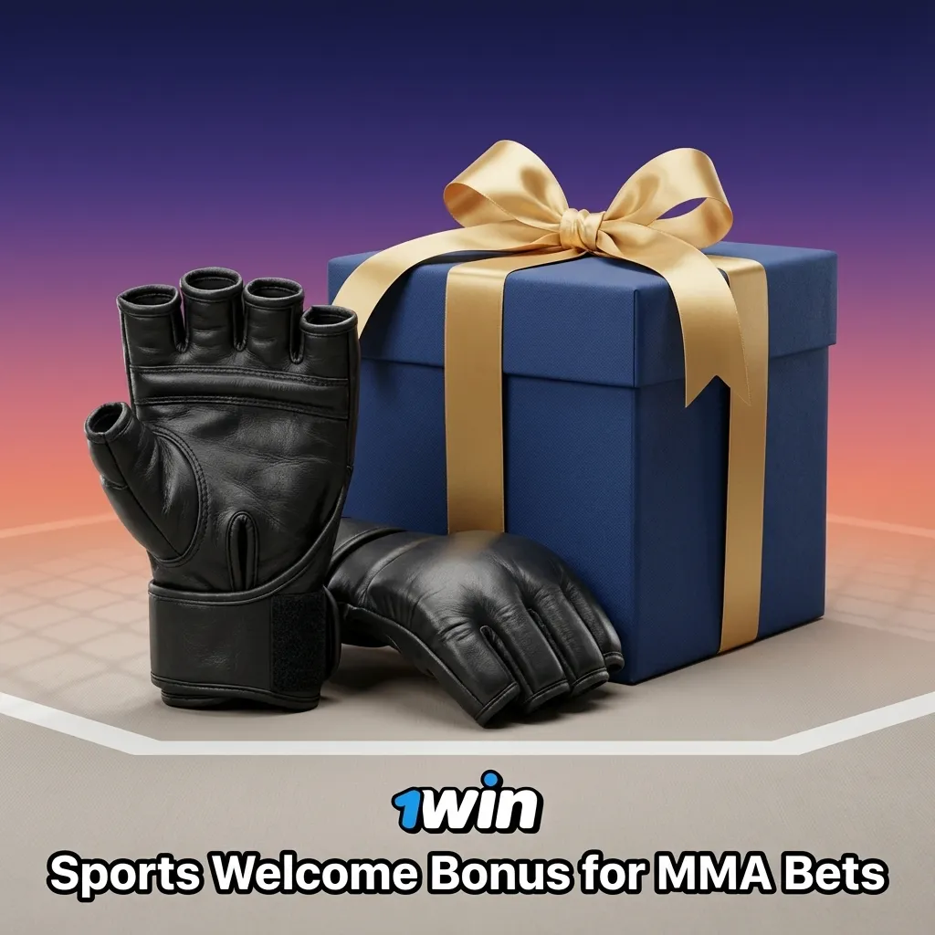 Sports welcome bonus banner for new 1win users placing MMA bets with first deposit promotion