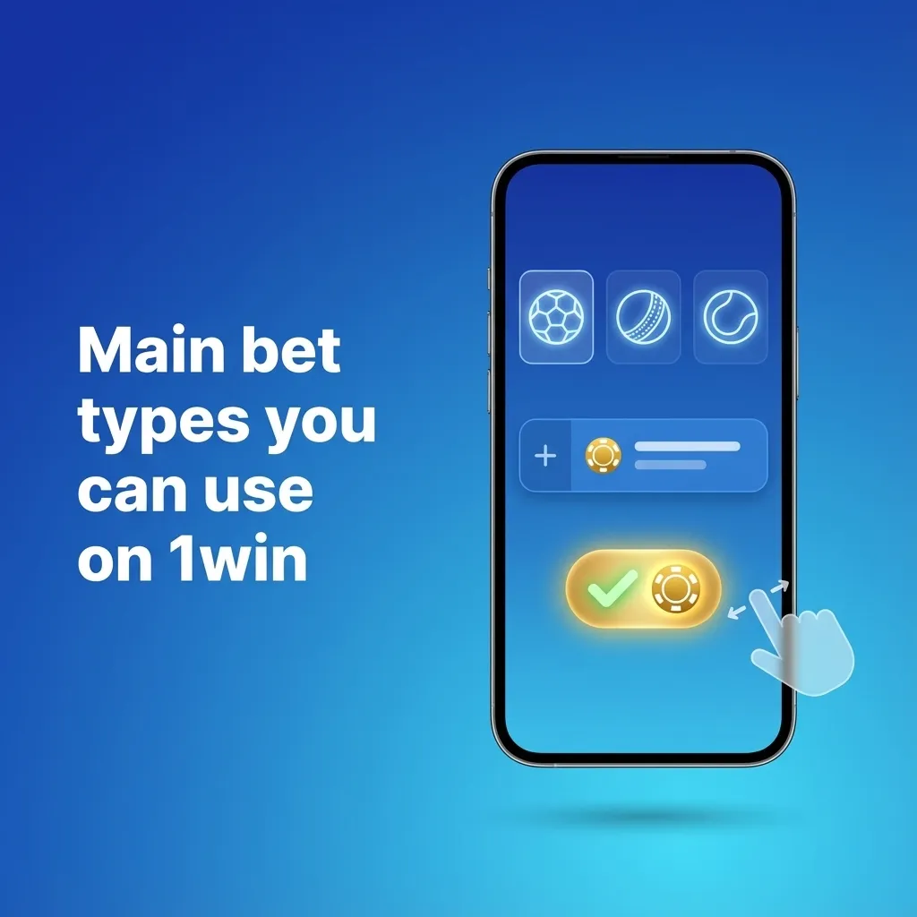 Infographic showing Single, Express, and System bet types on 1win with brief explanations of each