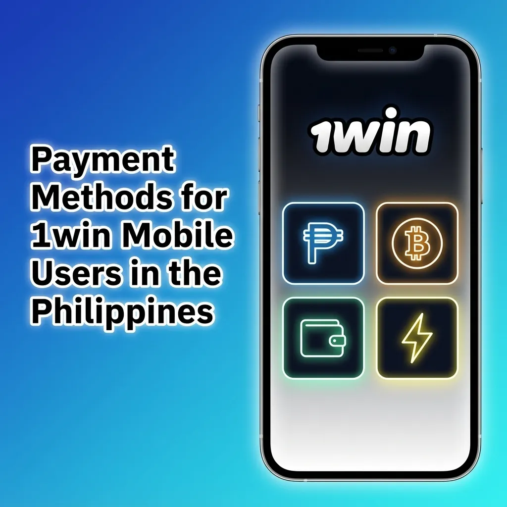 Icons for GCash, PayMaya, GrabPay, AirTM, crypto, and bank transfer for 1win mobile payments in the Philippines