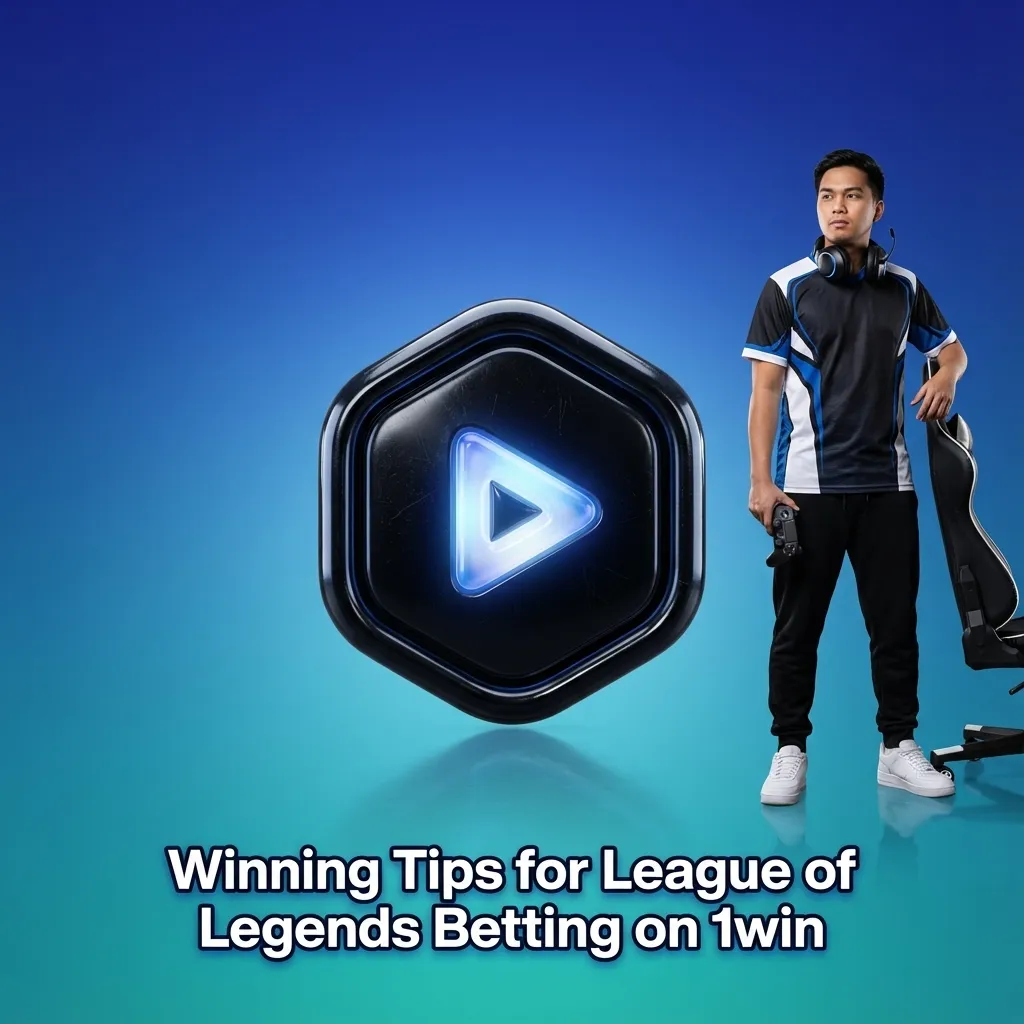 League of Legends esports match on 1win, with betting tips and stats icons highlighting bankroll, drafts, and meta strategy